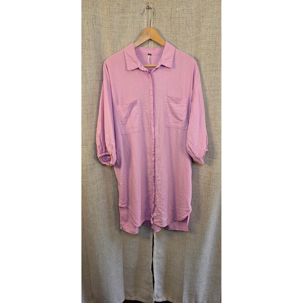 YFB Young Fabulous & Broke Women's Orchid Pink Linen Blend Oversized Tunic M‎